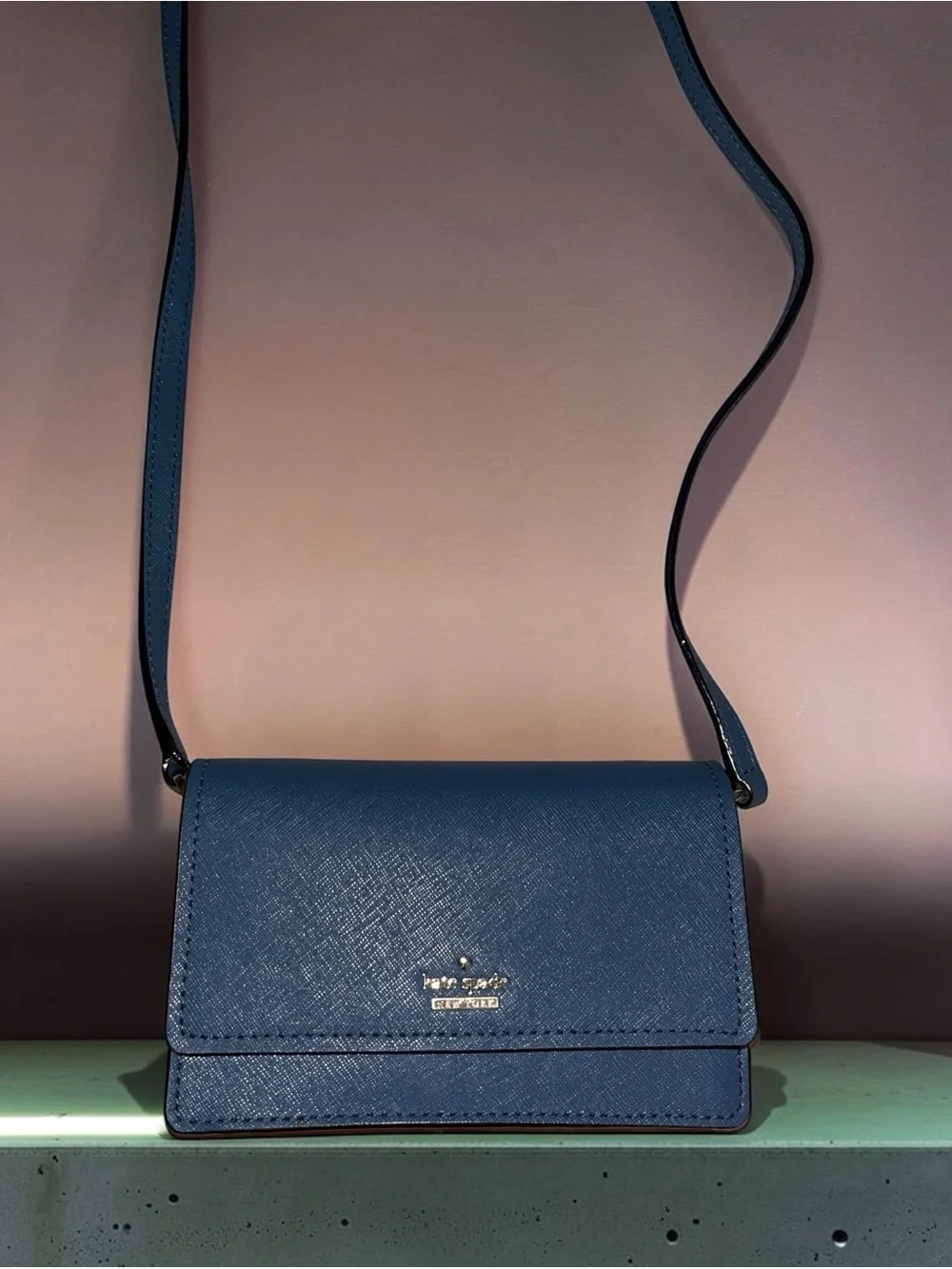 kate spade navy blue saffiano leather crossbody